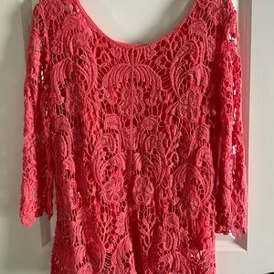 New Keren Hart coral lace top with spandex under top